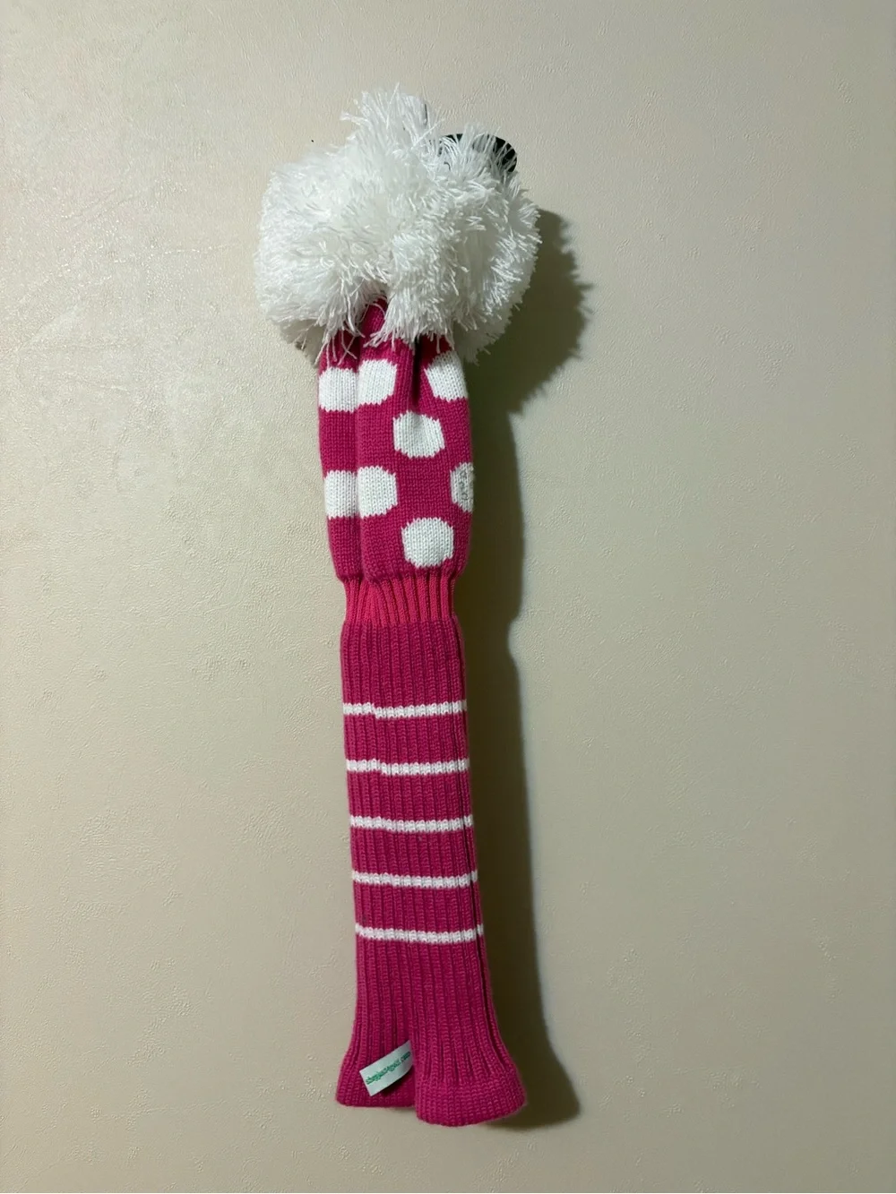 Golf Pink & White Dot Knit Headcover Just4Golf NWT